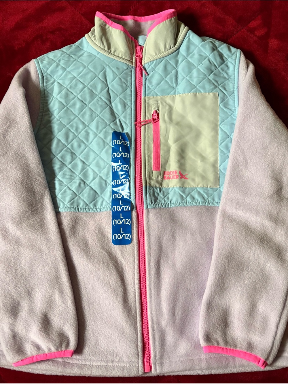 Eddie Bauer Polar Fleece Jacket Girls Blue/Purple/Pink L (10/12) NWT